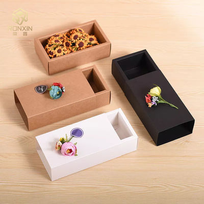 FSC Certificate Recyclable Drawer Kraft Gift Box With Window Black