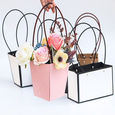 Double Coated Paper Bouquet Cardboard Box 35cm Elegant With Handle