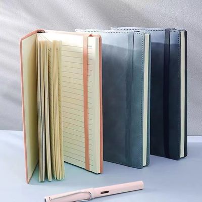 Black Color Hardcover Lined Notebook PU Leather With Rope